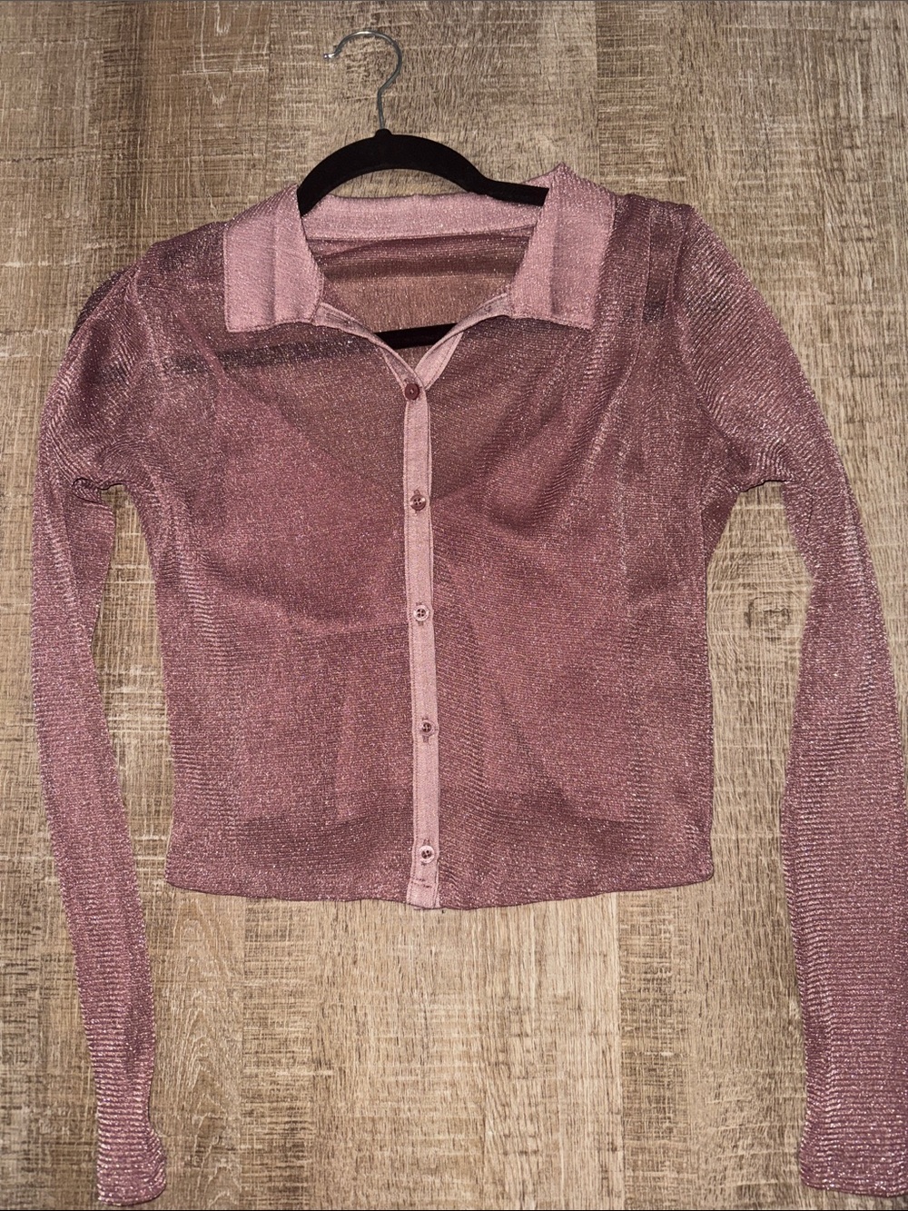 Hollister Rose Metallic Sheer Button-Down Shirt